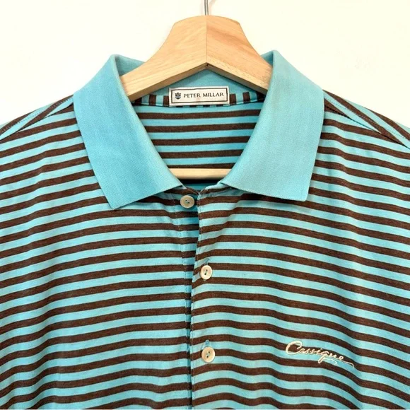 Lot of 2 Peter Millar “Cassique” Kiawah Island Golf Made In Korea Striped Polos